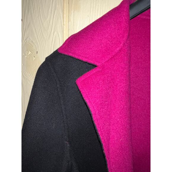 NEW Wool Reversible X-Large JACKET Blazer Open Front Viva Magenta Pink Black XL - Picture 10 of 10